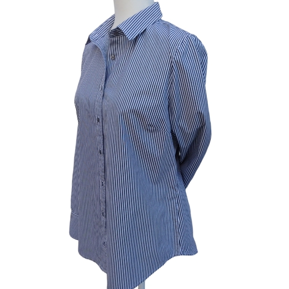 J.Crew Perfect Black and White Striped Button Shirt Women's Medium - Picture 10 of 17